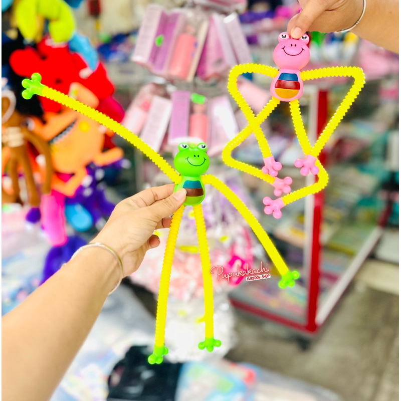 Đồ Chơi Ếch Lò Xo Có Đèn Kéo Dài Thu Gọn Vui Nhộn Giảm Stress Cho Bé