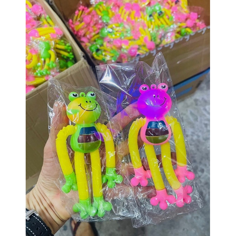 Đồ Chơi Ếch Lò Xo Có Đèn Kéo Dài Thu Gọn Vui Nhộn Giảm Stress Cho Bé