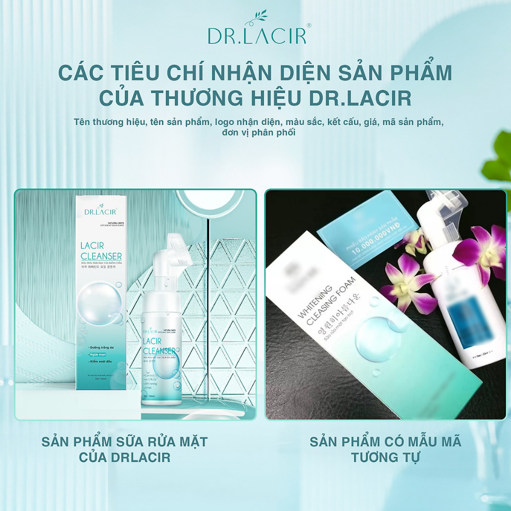 Sữa rửa mặt dịu nhẹ Cleanser chính hãng Dr.Lacir giúp sáng da sạch bụi bẩn mềm mịn 150ml