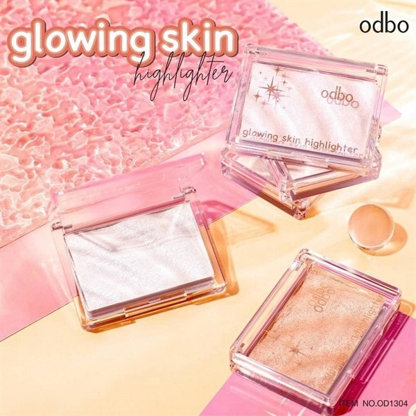 Phấn bắt sáng Odbo Glowing Skin Highlighter OD1304 mịn dễ tán phù hợp cho vùng mặt, mũi và cơ thể