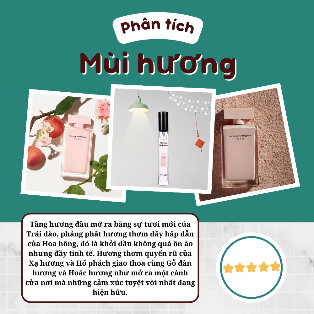 Nước hoa chiết Narciso rodriguez for her edp Nước hoa nữ10m ngọt ngào tươi mát
