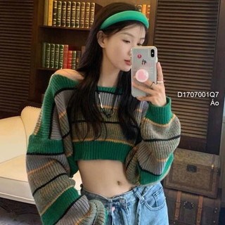 Áo len sọc dáng croptop tay dài siêu thời trang!