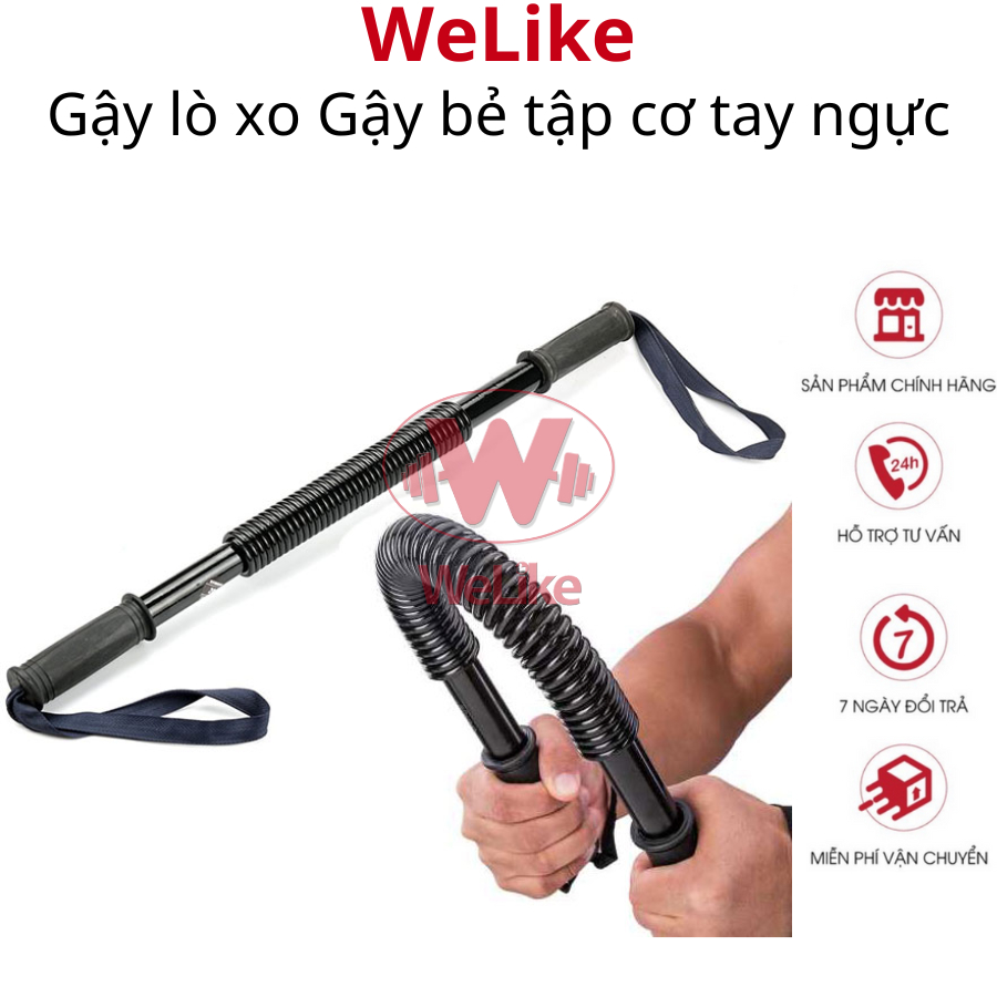 Gậy lò xo tập cơ tay Welike Dụng cụ bẻ tăng lực tay vai xô cơ ngực 20kg 30kg 40kg 50kg 60kg 100kg gym thể thao hiệu quả