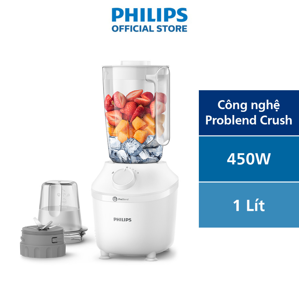 Máy xay sinh tố PHILIPS HR2041 /10 | 450W |xay nhuyễn trong 45s - Hàng Chính Hãng