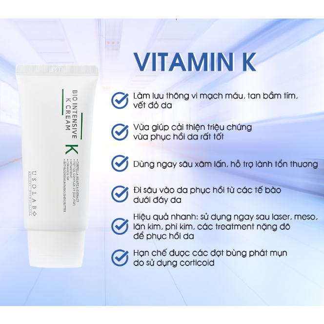 [ CTY] Kem dưỡng Vitamin K Cream Usolab làm dịu, phục hồi da nhạy cảm và chống lão hóa 50ml