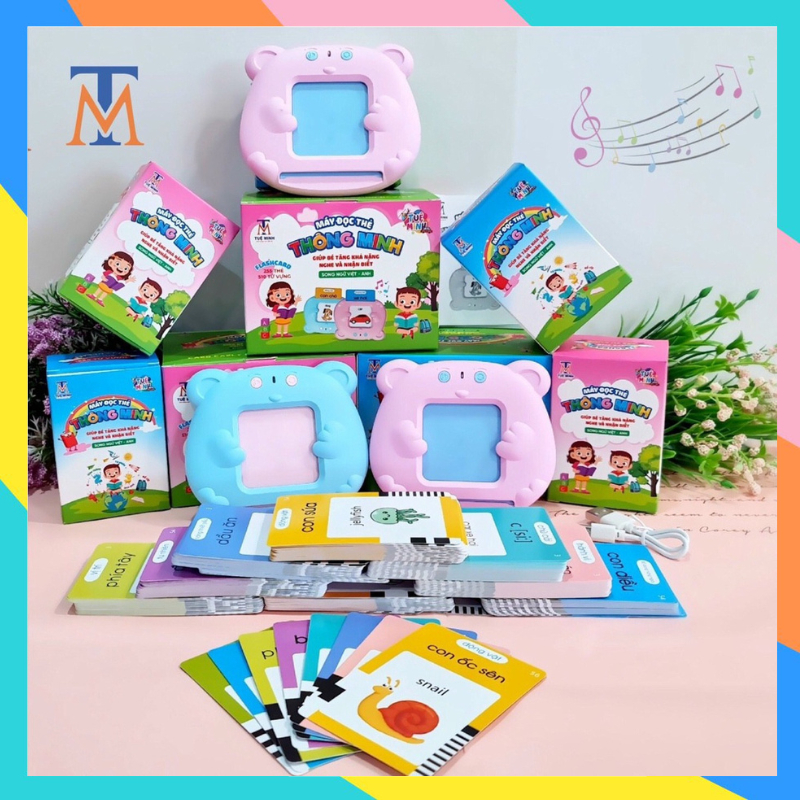 Máy Đọc Thẻ Flashcard Song Ngữ Anh- Việt Cho Bé, Phát Âm Chuẩn Kèm Cáp Sạc.