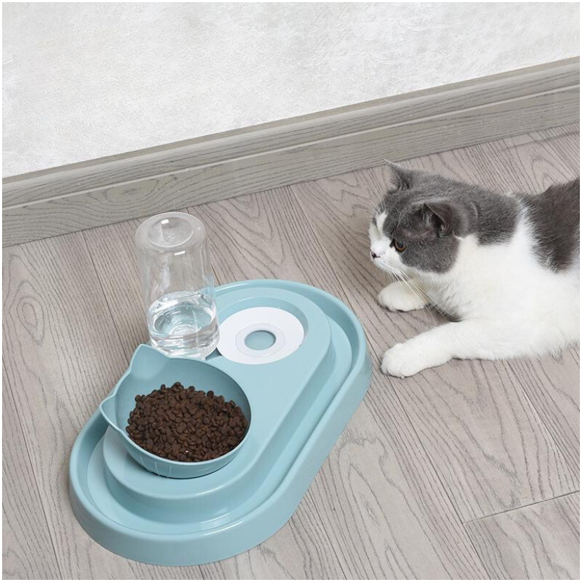Bát Ăn Tự Động 2 IN 1 Dành Cho Chó Mèo Bát Ăn Chống Kiến 2 Ngăn Kèm Bình Nước Tự Động Cho Chó Mèo