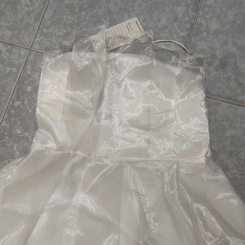 Đầm váy trắng tiểu thư công chúa 2 dây voan kính size s