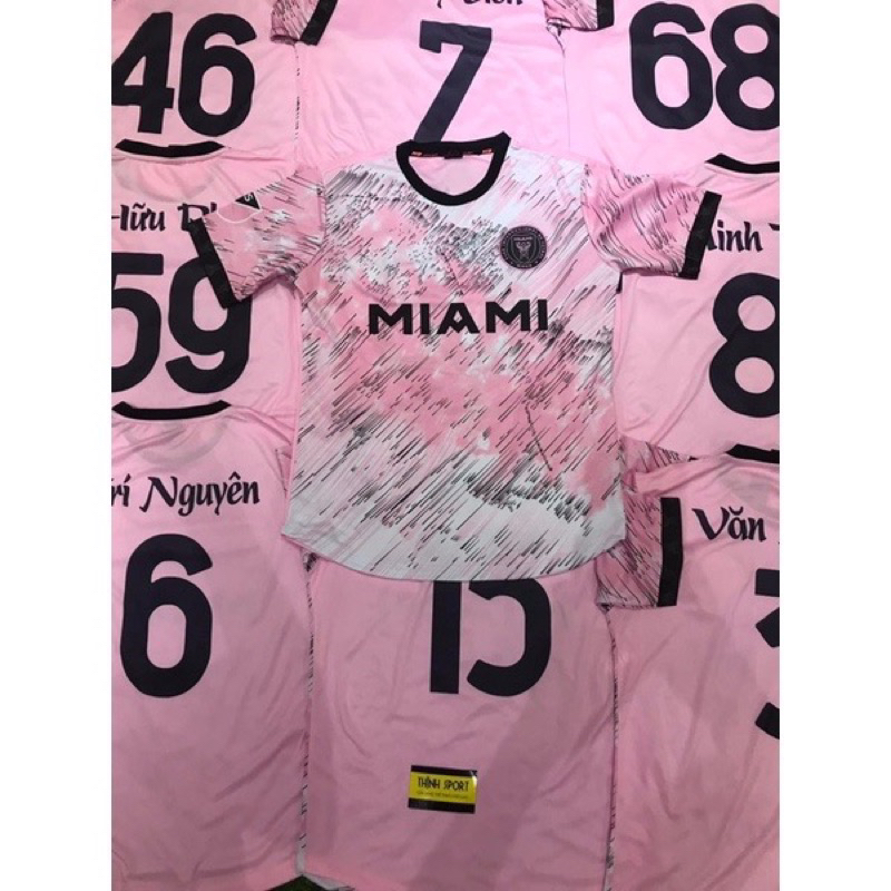 Bộ đá banh, bóng đá Inter Miami, in tên số theo yêu cầu