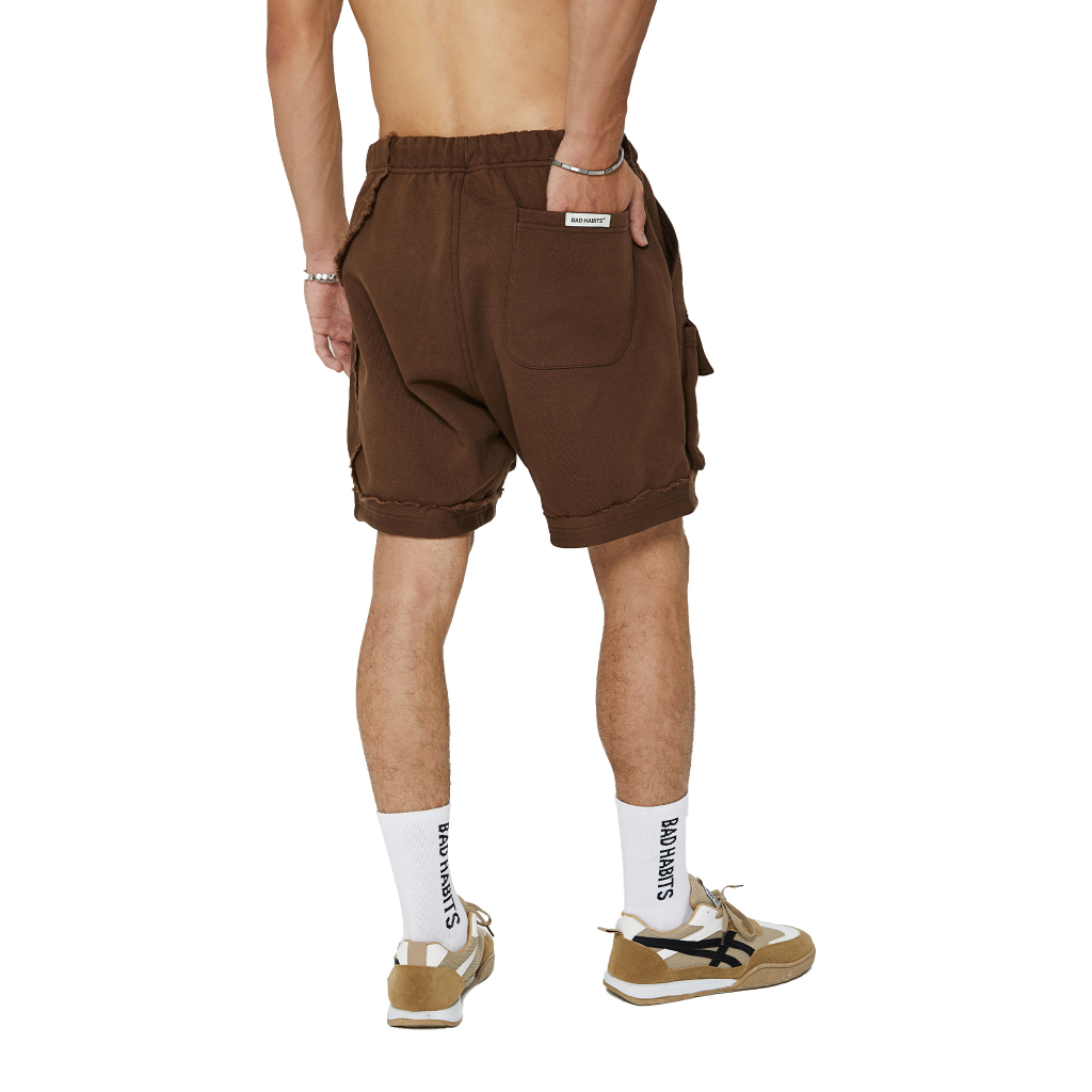 Quần Short Nỉ Bad Habits - DISSTRESSED CARGO SHORT - Local Brand Chính Hãng