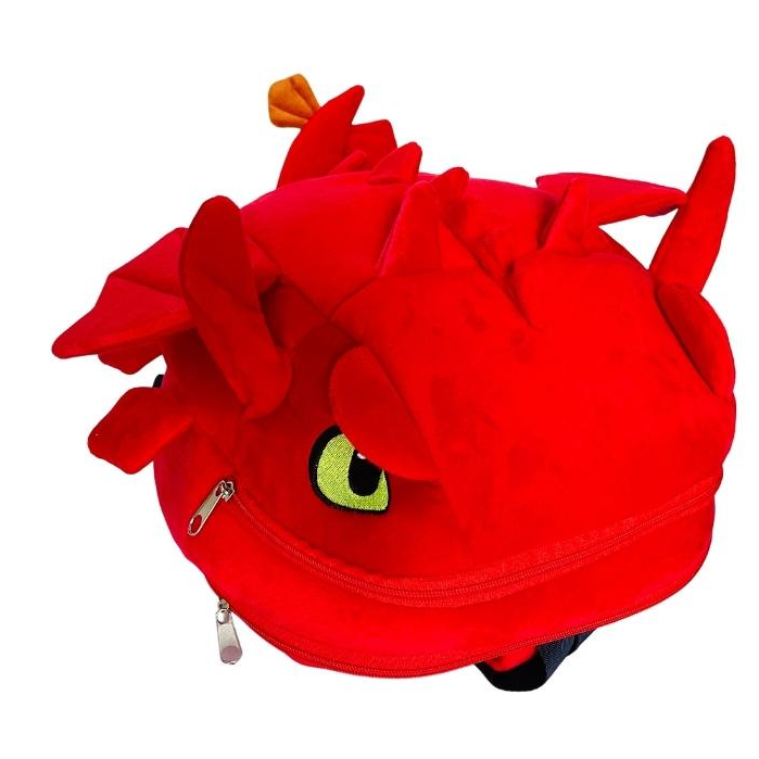 Balo hình khủng long vải  nhung mịn,Balo hình rồng size lớn 2 ngăn