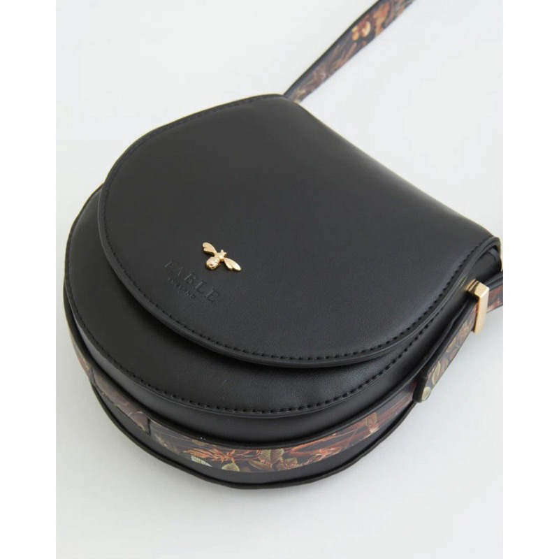 TNS-Túi đeo chéo mini  Fable Saddle bag --tone nâu đen phối hoa sang trọng classic