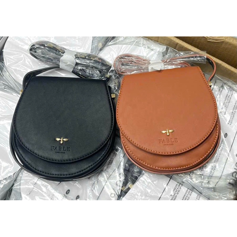 TNS-Túi đeo chéo mini  Fable Saddle bag --tone nâu đen phối hoa sang trọng classic