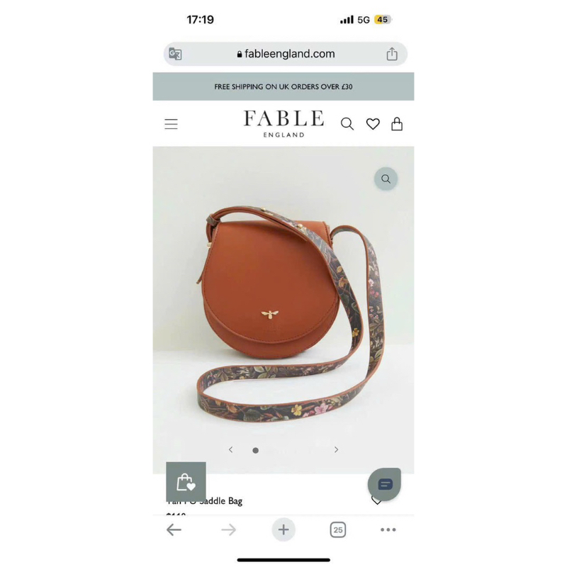TNS-Túi đeo chéo mini  Fable Saddle bag --tone nâu đen phối hoa sang trọng classic
