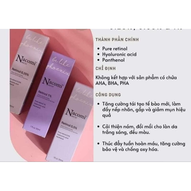 Serum Nacomi Retinoin - Tinh chất chống lão hóa, giảm mụn, căng bóng, sáng da