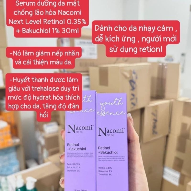 Serum Nacomi Retinoin - Tinh chất chống lão hóa, giảm mụn, căng bóng, sáng da