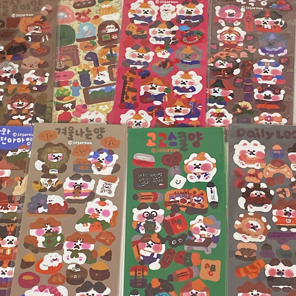 Zanmo tờ nhãn dán sticker mèo sosoroun dễ thương phong cách hàn quốc