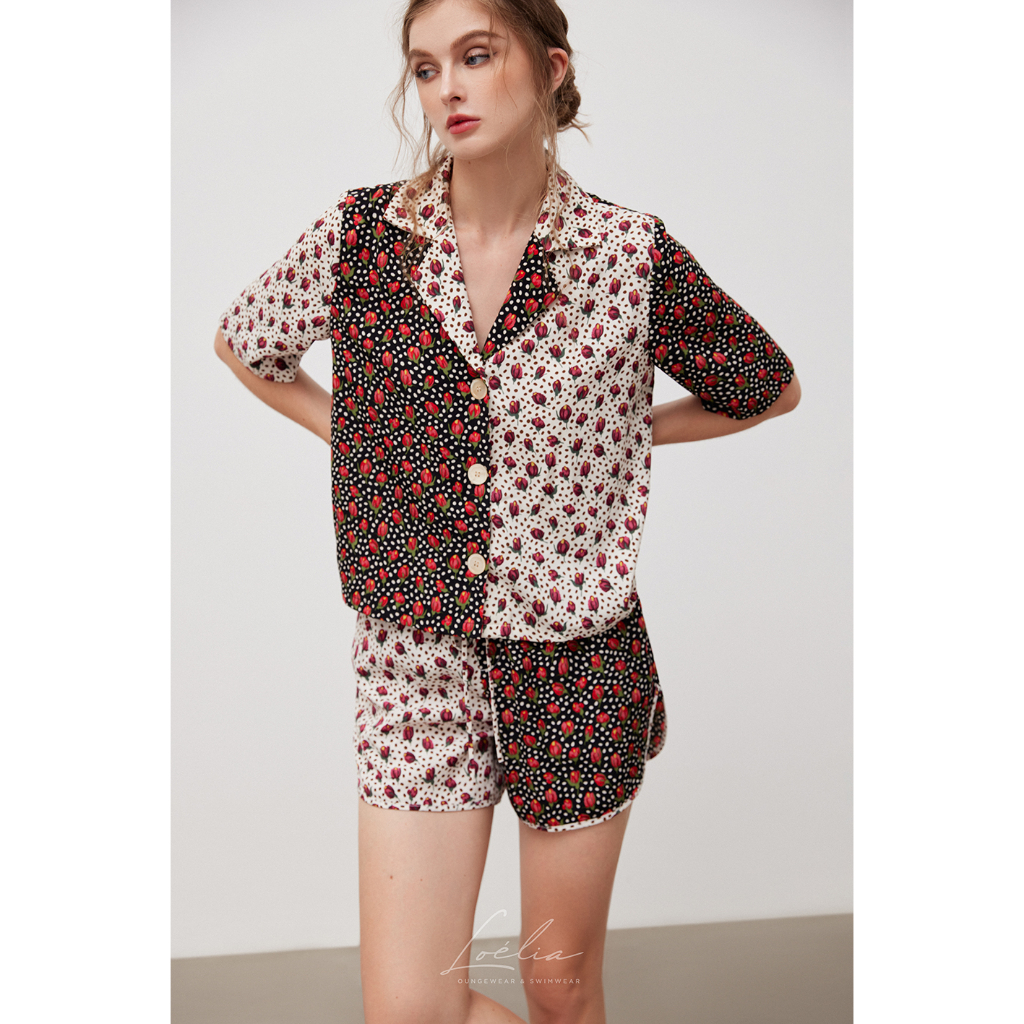 LOÉLIA - Bộ mặc nhà Duo Color quần ngắn phối 2 màu