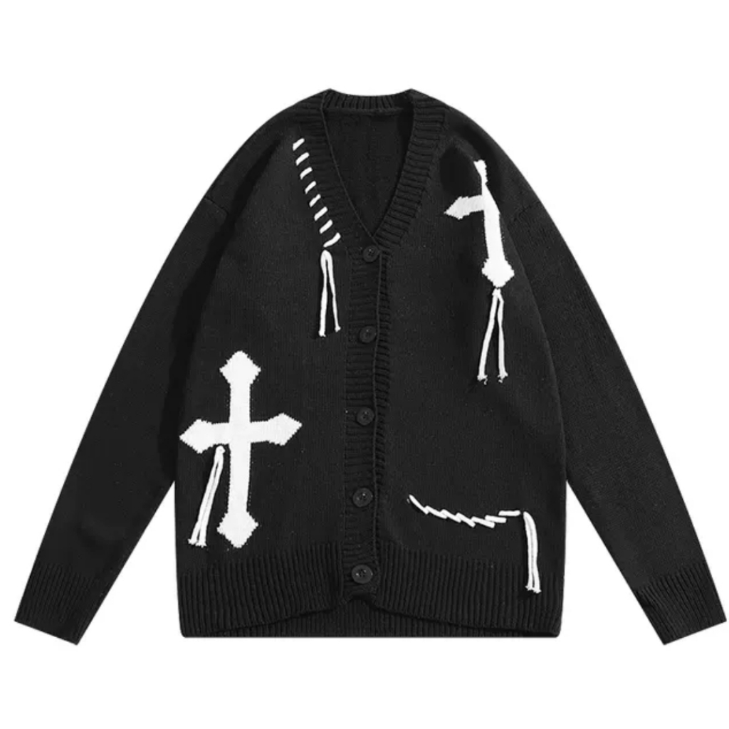 Áo Khoác Cardigan Len Chữ Thập Chrome, Unisex, Form Rộng, Dày Dặn, D427