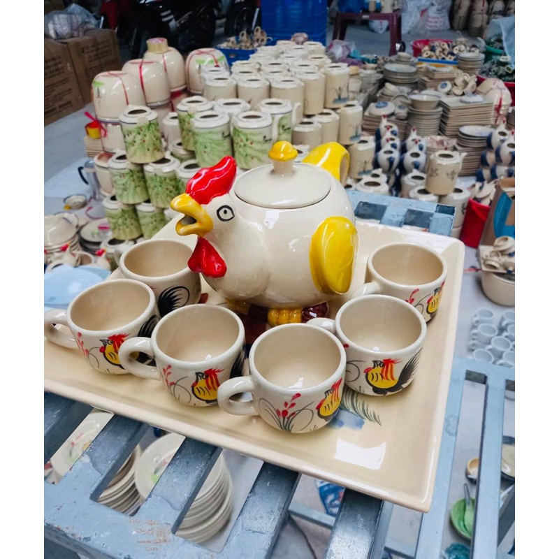 Tách Gà Nhỏ Hoạ Tiết Gà / Trúc Xanh 6*6cm