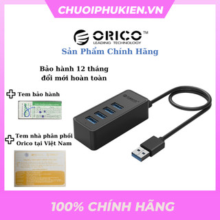 Bộ chia usb hub 4 cổng usb 3.0 orico w5p-u3-bk có cổng cấp nguồn phụ - hàng chính hãng