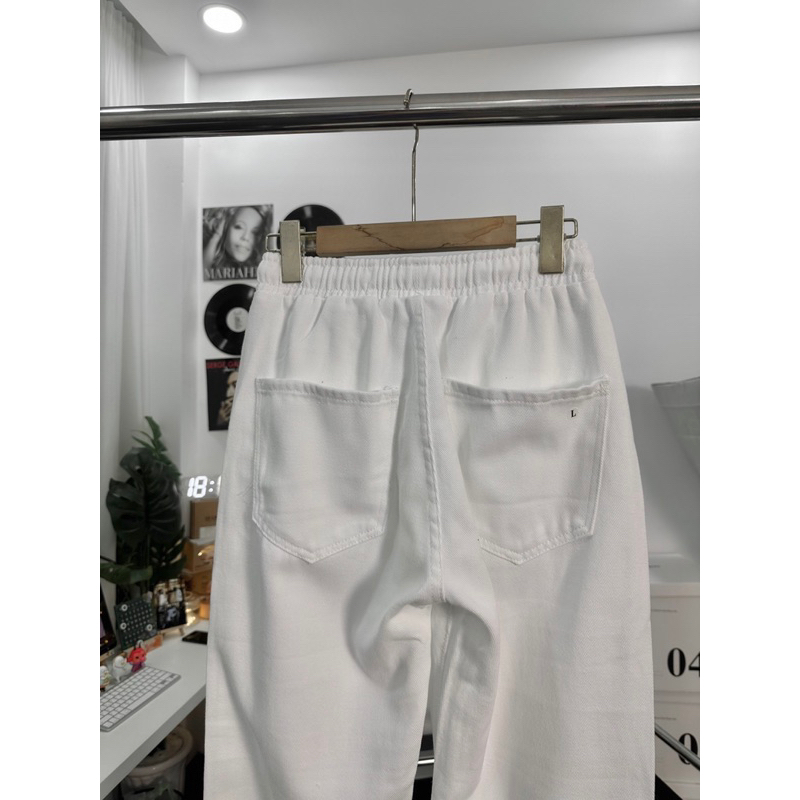Quần jean màu trắng lưng thun co giãn siêu đẹp