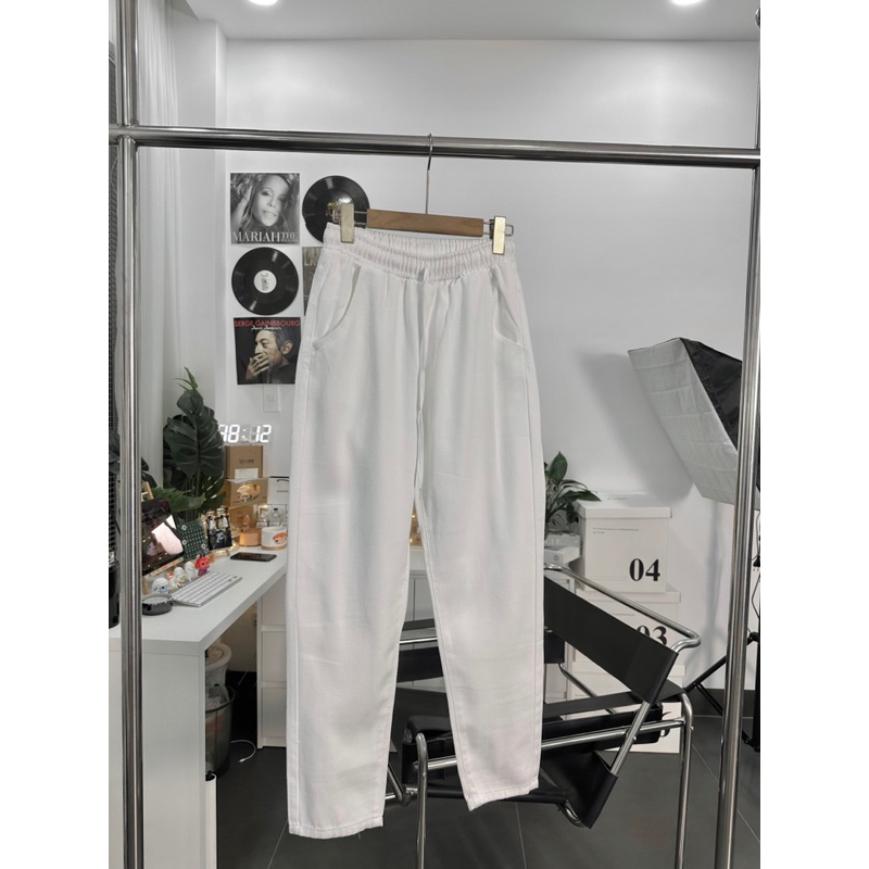 Quần jean màu trắng lưng thun co giãn siêu đẹp