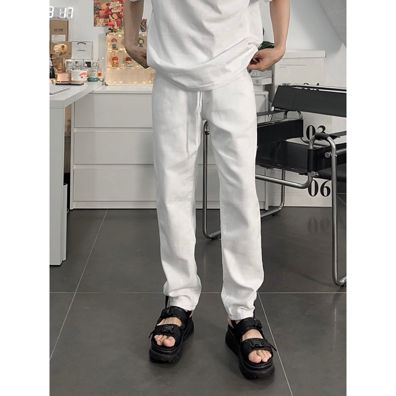 Quần jean màu trắng lưng thun co giãn siêu đẹp