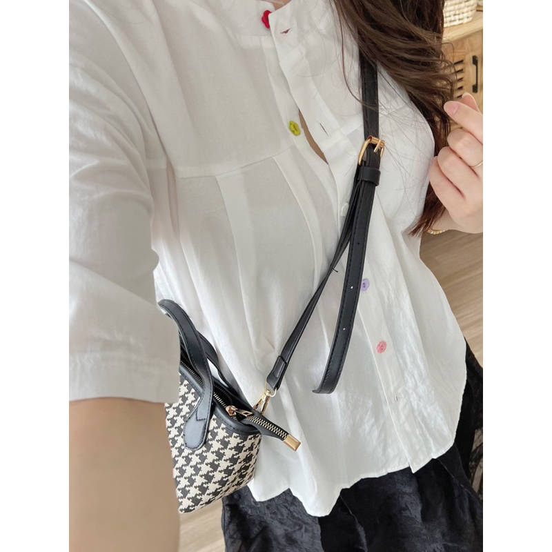 Áo babydoll cổ trụ nút hoa nhiều màu Mai Anh Clothing