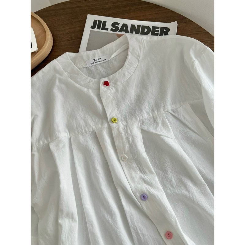 Áo babydoll cổ trụ nút hoa nhiều màu Mai Anh Clothing