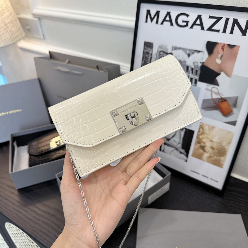 Clutch nữ vân da cá sấu CNK kèm dây đeo full box