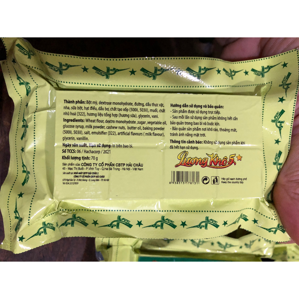 Hộp 10 thanh lương khô 5 sao Hải Châu cao cấp