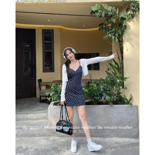 Set váy minidress hoa nhí kèm cardigan the.sweaterweather TSW (ảnh thật)