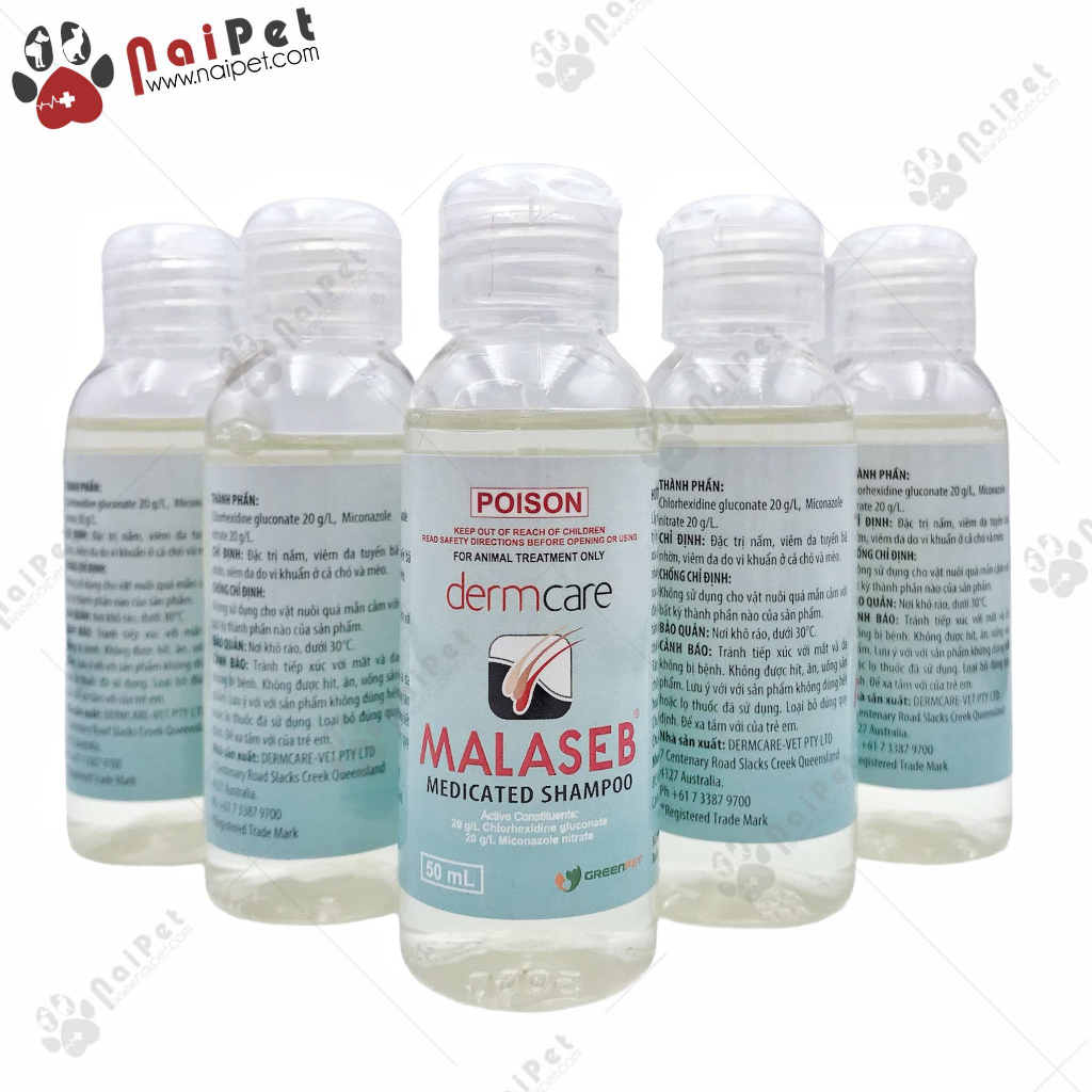 Sữa Tắm Ngăn Ngừa Nấm Viêm Da Dị Ứng Cho Chó Mèo DermCare Malaseb 100ml