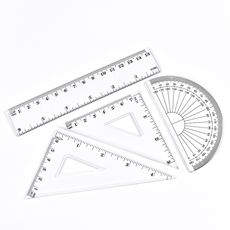 Bộ 4 dụng cụ eke học sinh Deli - 1 bộ eke thước kẻ đo góc tam giác vuông - 71988