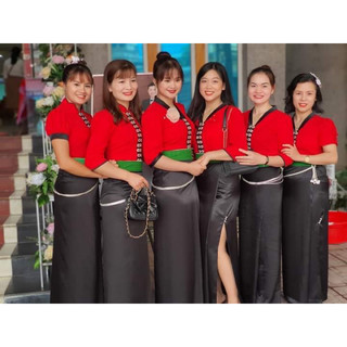 váy lụa phi bóng dân tộc thái xẻ đùi ngoài