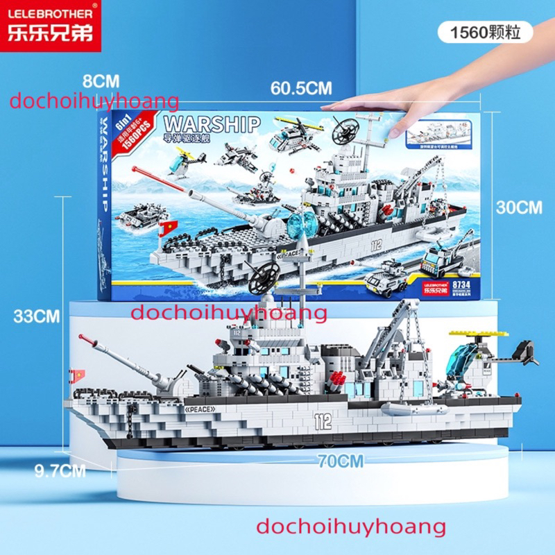 Lắp ráp xếp hình K0113 : Tàu chiến 112 có sân đỗ trực thăng 1125 mảnh