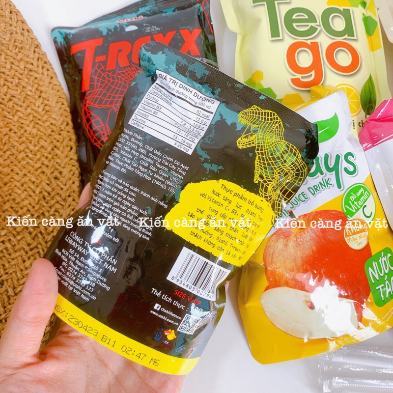 Nước trà xanh Tea Go vị chanh, đào, táo, nho  thơm mát giải nhiệt mùa hè, đồ ăn vặt hot nhất