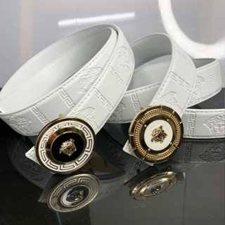 Thắt lưng dây nịt nam dây trắng mặt tròn siêu hot