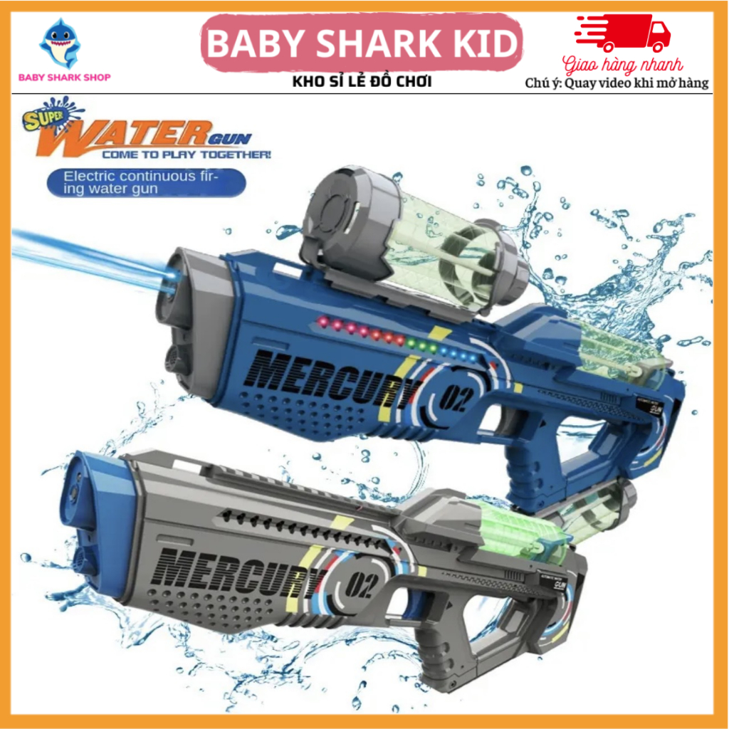 Đồ chơi phun nước điện tự động, máy phun nước Mercury Babysharkshop