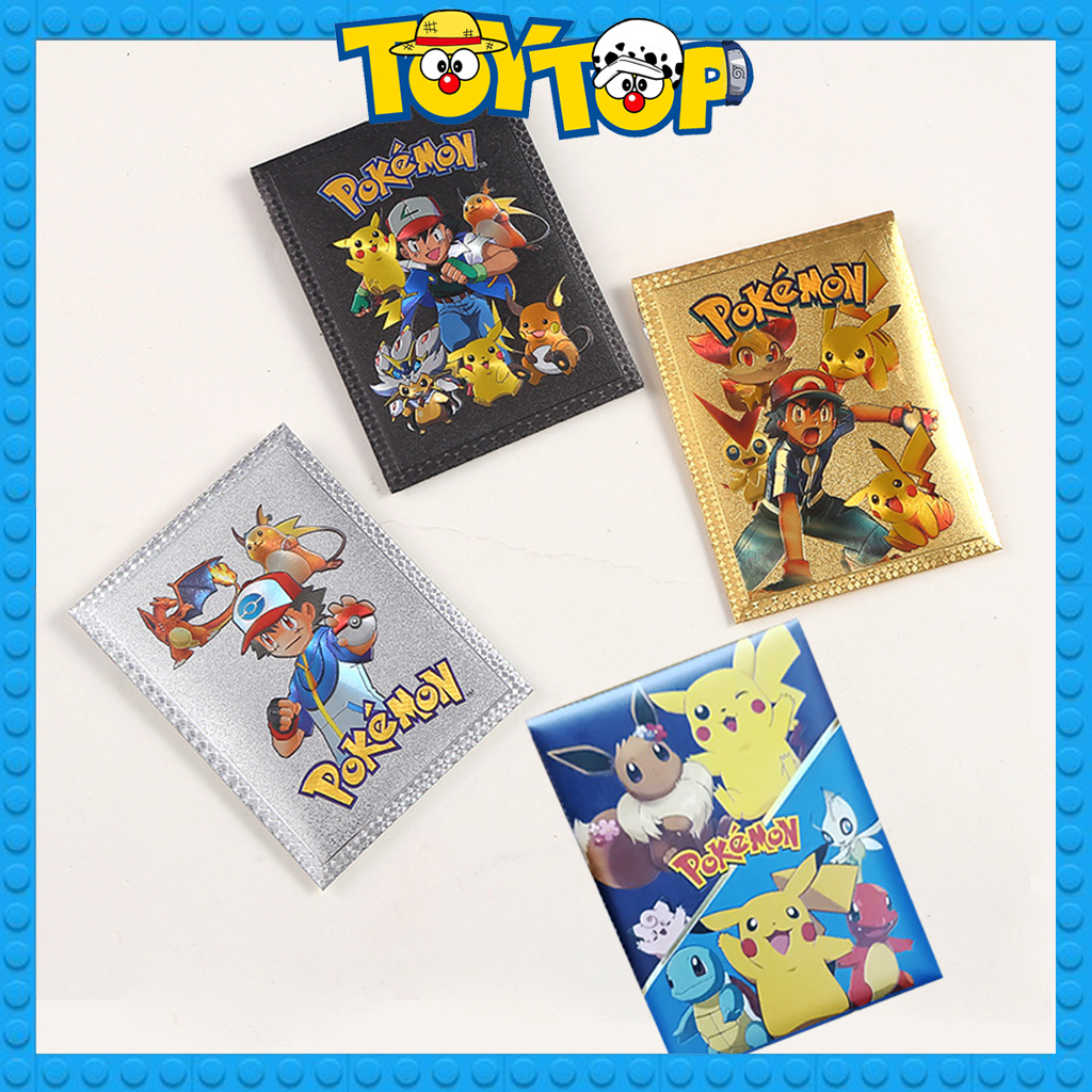 Thẻ bài Pokemon mạ vàng gói 10 thẻ vàng golden / bạc / đen / sắc màu random giữa các gói