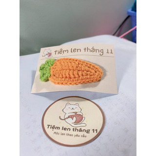 Kẹp tóc củ cà rốt bằng len handmade