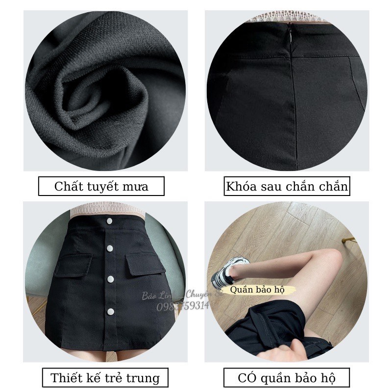 Quần Giả Váy Bigsize Khuy Cúc Dọc Bảo Linh Kèm 2 Túi Giả Mã 612