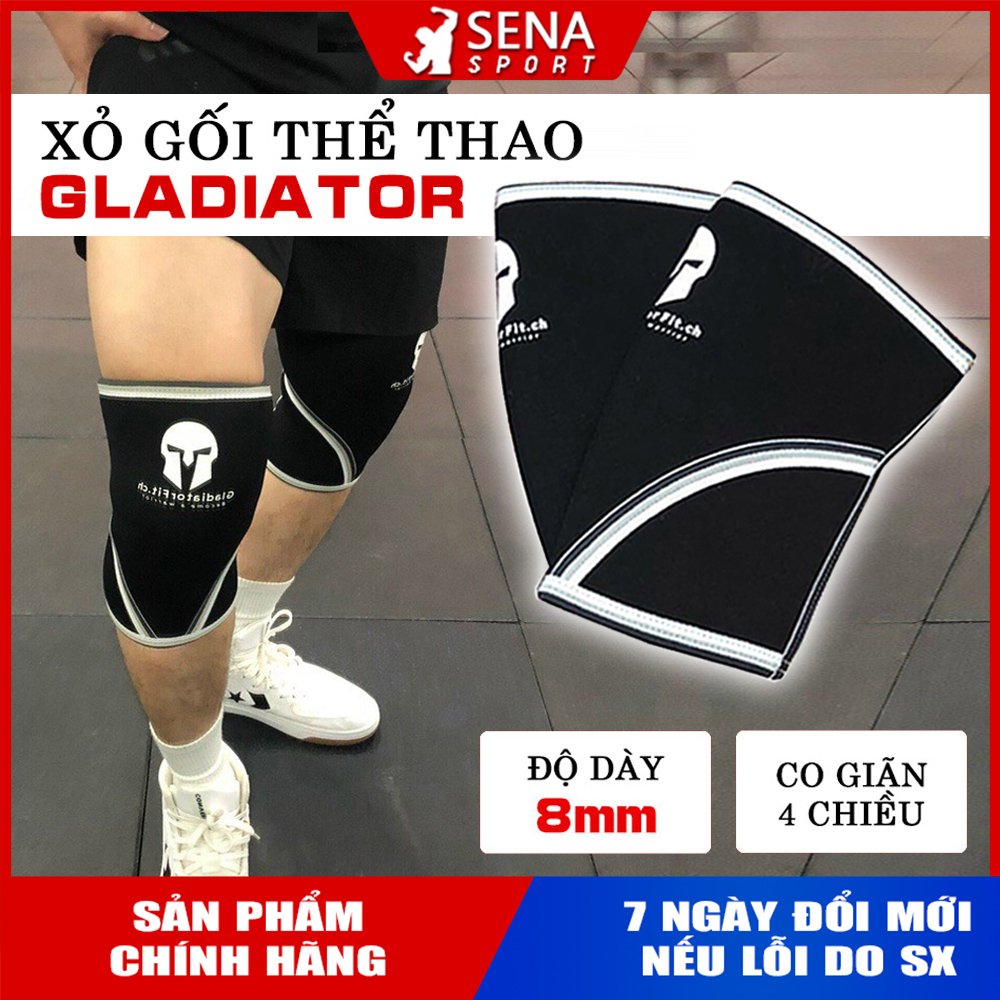 XỎ GỐI TẬP GYM CAO CẤP HỖ TRỢ SQUAT - BÓ GỐI THỂ THAO GLADIATOR SPARTAN dày 8mm đàn hồi cực tốt