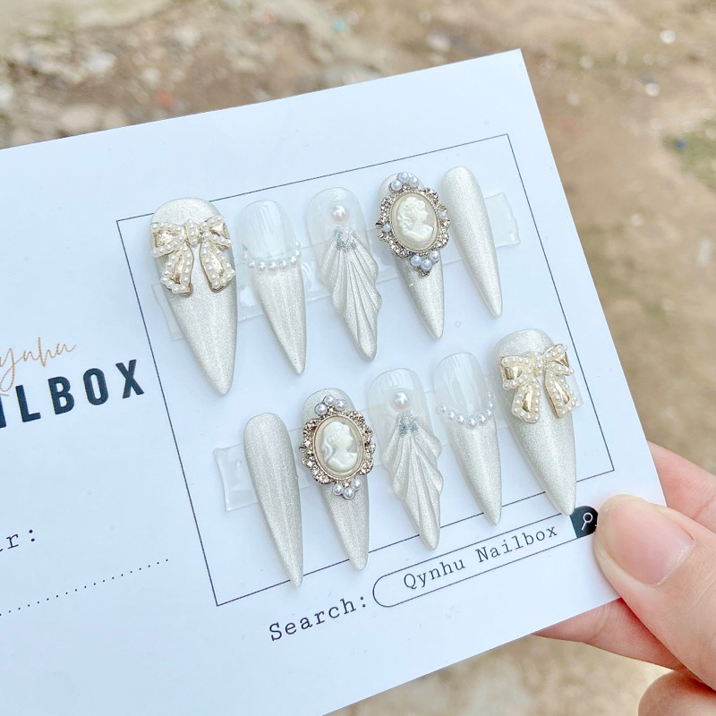 NAILBOX vỏ sò mắt mèo charm cô gái  thiết kế theo size