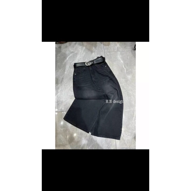 Chân váy denim xẻ trước #930