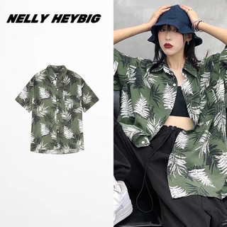 Áo sơ mi tay ngắn 284014 Nelly Heybig form rộng thời trang du lịch biển dành cho nam và nữ 39 11.8