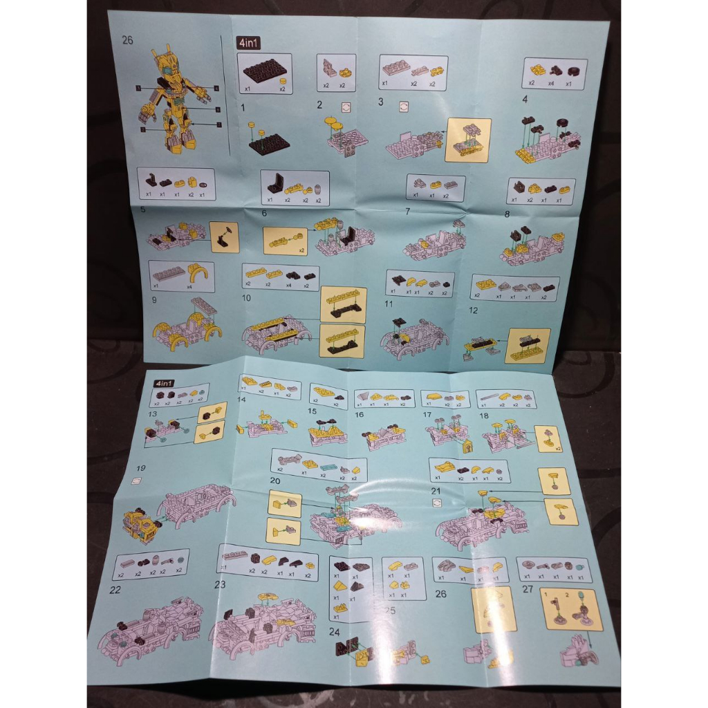 Bộ Gạch Xếp Hình Robot Xe-Máy Bay Kết Hợp, Đồ Chơi Giáo Dục Mini 4in1, Phiên Bản Lucky906, Hộp Size 19cm 07064