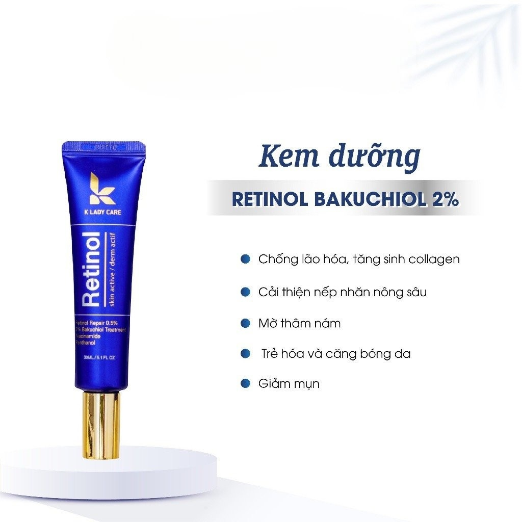 Kem Dưỡng Da Retinol 0.5% K Lady Care Bakuchiol 30ml Hàn Quốc Giữ Ẩm, Kiềm Dầu Giúp Da Căng Bóng