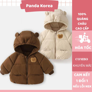 Áo khoác phao bé trai / bé gái họa tiết gấu phong cách Hàn Panda korea